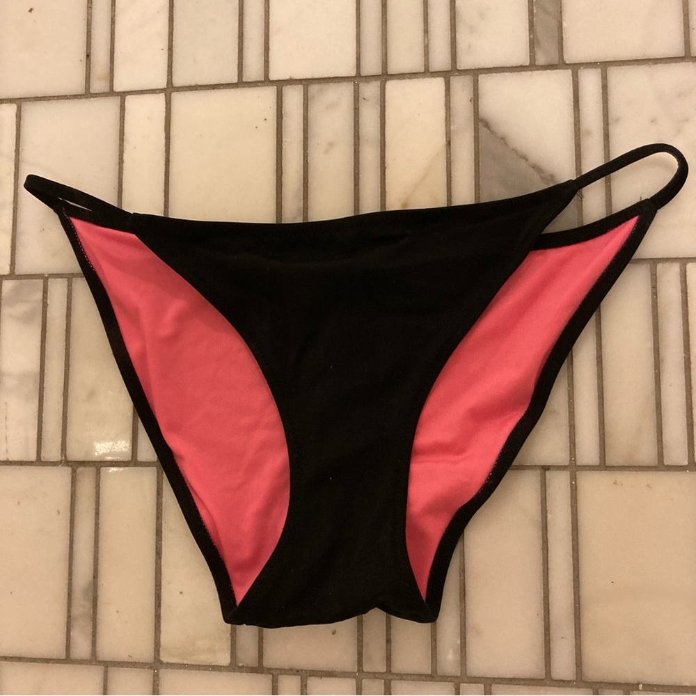 Bikini bottom by PINK Victoria’s Secret, black w/pink lining, size medium
